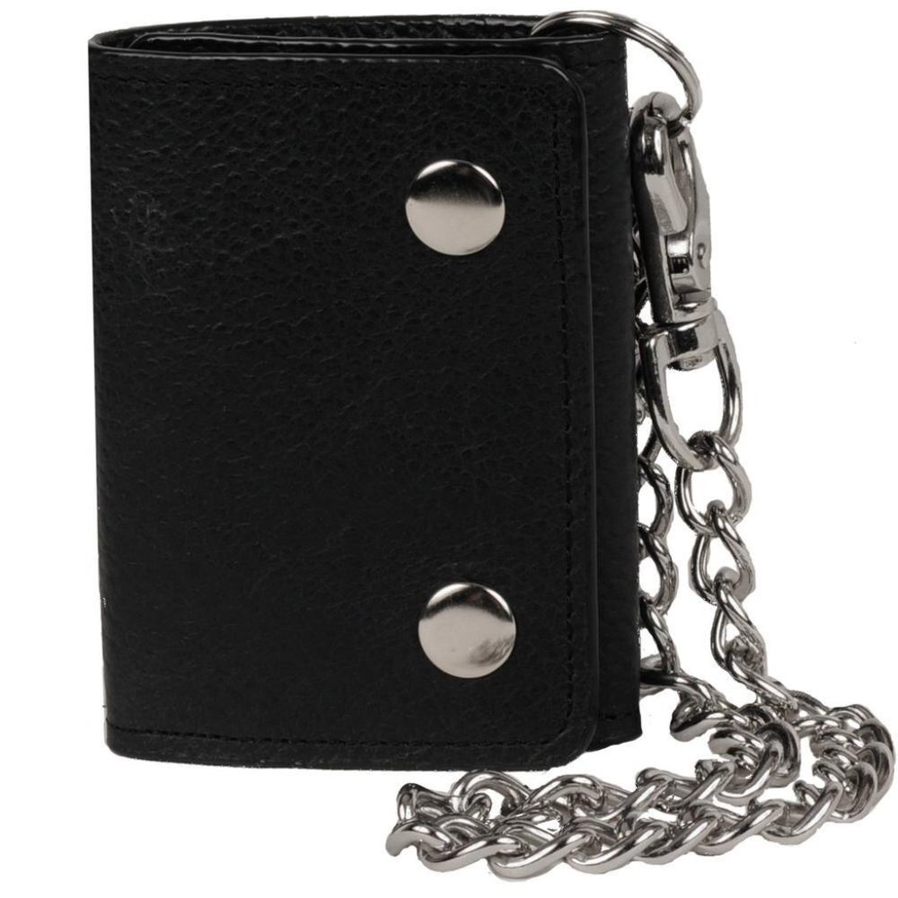 Men's RFID Signal Blocking Motorcycle Wallet with Chain Black